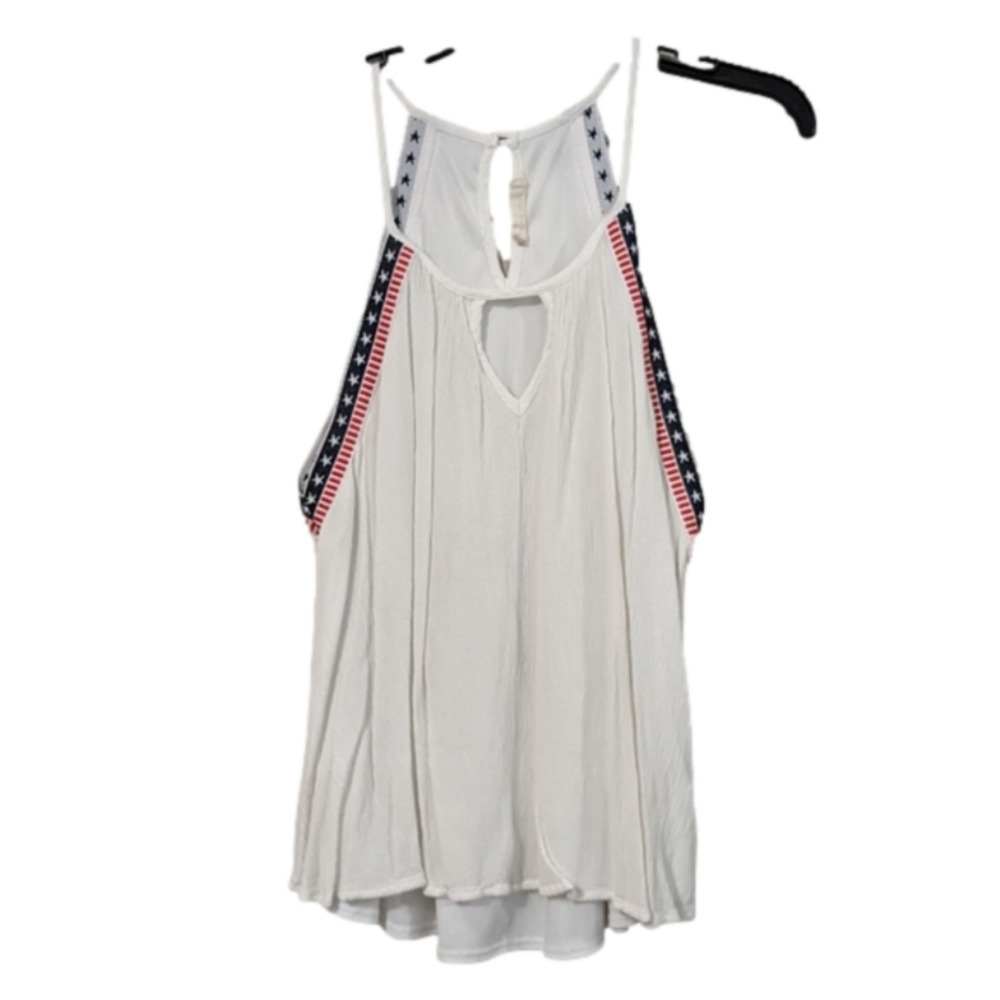 Altar'd State white strappy top size med Fourth of July pattern